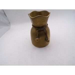 Vintage Solid Brass Money Bag Pouch Vase with Rope Detail 4.5‎ Inch